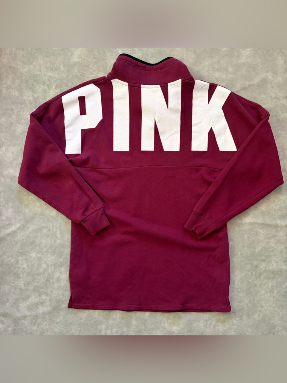 Victorias Secret PINK maroon varsity quarter zip oversized sweatshirt - Picture 4 of 10